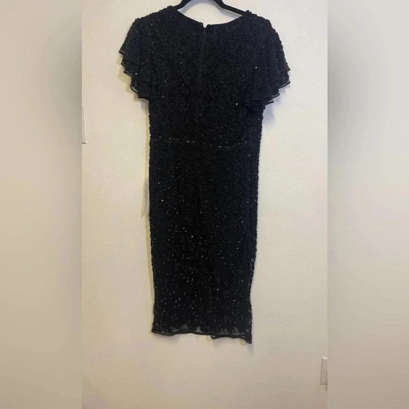 Mac Duggal Floral Beaded Sheath Dress - Cocktail Formal Rosette Beadwork - Picture 8 of 9